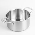 Famco 3.6 Quart Casserole 20cm, Tri-ply stainless steel construction, Rust-resistant, Induction compatible, Aluminum core, Even heating, Everyday use, Good for 8 servings, Double handles, Sleek Timeless design. 