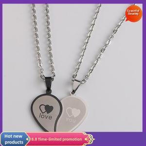 Graceful Couples Jewelry Heart Necklaces Couple Necklace Stainless Steel Engraved Love Pendants Necklace Valentines Day