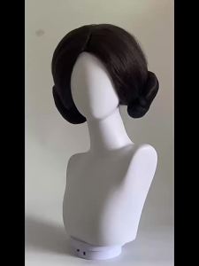 Tóc giả Công chúa Chiến tranh giữa các vì sao - Tóc búi liền khối Công chúa Lilia Tóc giả màu nâu Halloween