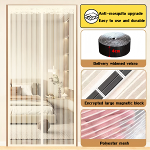 F-NIAO 80*210CM 90*210CM Magnetic Mesh Curtain Magic Door Automatic Closing Window Screen Anti mosquito With Pushpins