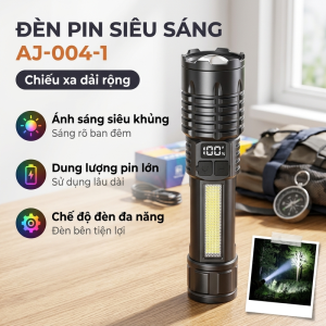 【HCM/24H】Đèn pin A75 siêu sáng chiếu xa 300m có Zoom xa gần chống nước IPX4 pin trâu 7 chế độ sáng