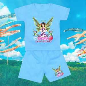 Setelan anak usia 1-8 tahun Sakura Kupu lengan pendek
