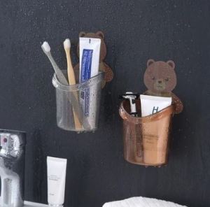 Wall Mounted Silicone Toothbrush Razor Holder for Shower or Kitchen Toothbrush Organizer Cute Bear Keimav