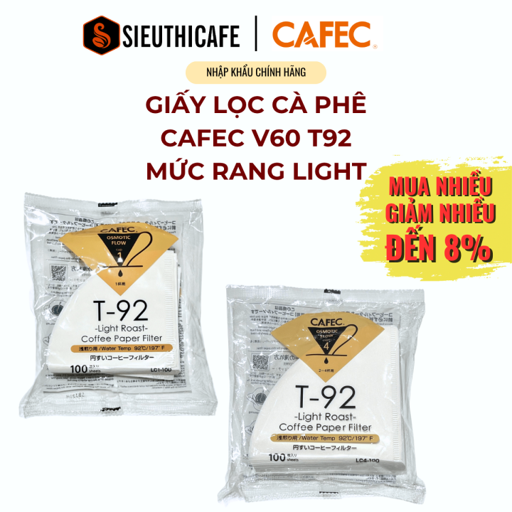 Giấy Lọc Cà Phê CAFEC T92 Cho Mức Rang Light V60 - 100 Tờ - Nhập Khẩu ...
