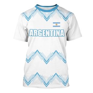 National Argentina Soccer Teams Flag 3D Printed T Shirt Men 3 Stars Sun Of May Patriotic Sports Jerseys Style Short Sleeve Tops