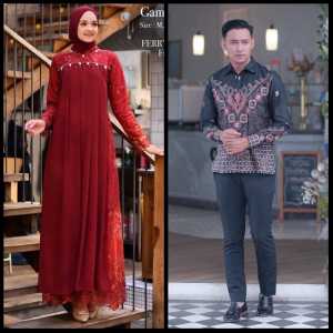 Couple Dress Brukat Wanita Terbaru Modern Kekinian Mira Series Long Dress Baju Pasangan Tunangan Kondangan Jumbo Dress Brukat Remaja Modern Gamis Pesta Mewah Mira