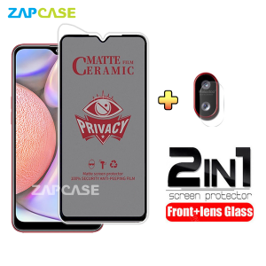 PAKET 2in1 Anti Gores Layar Privacy Samsung A10s Free Tempered Glass Camera Lens