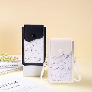 DYJKOUG Touch Screen Crossbody Phone Bag PU Leather Spring Flower Shoulder Phone Bag Cute INS Cell Phone Purse Female Lady Girl