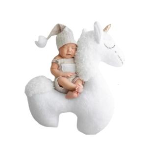 Lovely Single Horned Horse Newborns Photography Aid Cartoon Posing Pillow Photo Props for Beautiful Moment Easily
