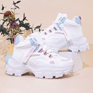 Cross-Border 2024 New Casual Running Shoes Thick Bottom Heightened Daddy Shoes Womens All-Match High-Top Strap eva Sports Shoes