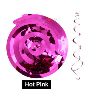(1Pack-6pcs) Shinning Color Double Swirl Party Decoration Whirls Glitter Foil Ceiling Wall Hanging PVC Plastic Streamer