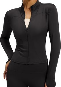 Women Sports Jacket Full Zip Lightweight Long Sleeve Sports Jacket with Thumb Holes  Soft and Slim Fit  UV  yoga jacket