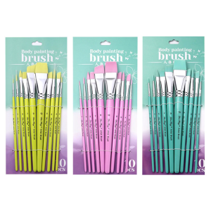 แปรงไนลอนขนแข็งแปรงสำหรับศิลปินน้ำมันอะคริลิกการระบายสีน้ำด้วยเทคนิค Gouache ผ้าใบวาดภาพหิน10ชิ้น