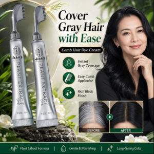 Mens Hair Color Cream Natural Black Plant Based Hair Dye Cover Gray Hair Easy One Comb Application Hair Cream For Men