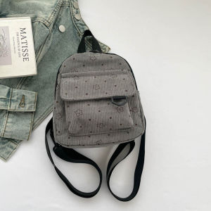 Korean-style forest-themed floral backpack corduroy niche design versatile school bag for campus ins Small Backpack
