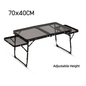 LUQIU Iron Mesh Camping Table Foldable Lightweight Picnic Table Portable Durable Picnic Dining Table For BBQ Grill