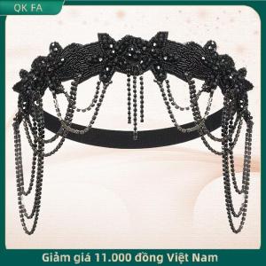 QK FA ✨ Phong cách và độc đáo headbands Headgear prom tóc phụ kiện Rhinestone tua có thể điều chỉnh đàn hồi headpiece