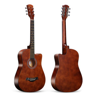 38inch Acoustic Guitar Beginner Kit Basswood Panel with Matte Finish Acoustic Guitar for Beginners