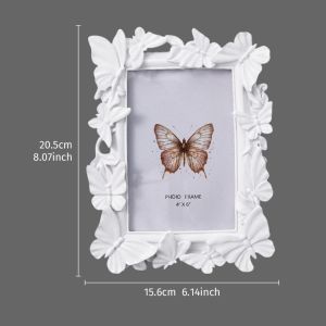 BK6H Vintage Butterfly Picture Frame Staggered Pattern Rectangular Shape Decorative Painting Frame  3D Resin Photo Frame Living Room Decor