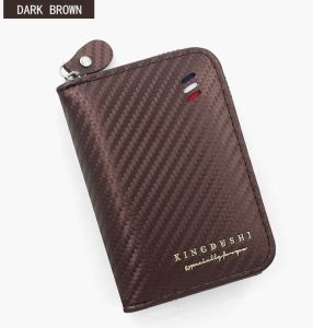Kingdushi Dompet Kartu Corak Carbon Fibre Keren K95-92 Muat Banyak Kartu Cash Bahan PU Lembut Cantik