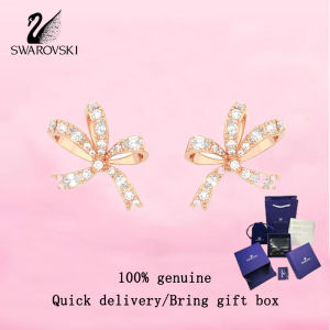 💎 Swarovski 💎 Womens fashion earrings Rose gold bow small white diamond stud earrings 5647572 volts Valentines Day gift Birthday gift