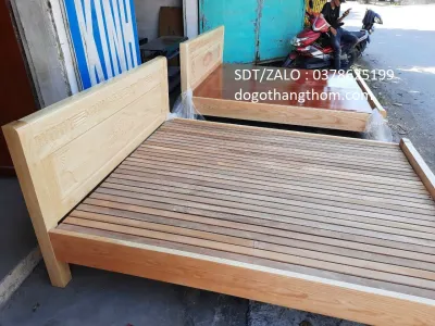 giường ngủ gỗ sồi 1m61m8x2m ảnh thực tế 100%
