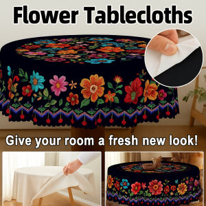 Dining Table Cloth Flower Bright American Style Black Tablecloth Colorful Luxury Dining Table Cloths