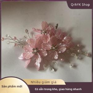 Hàng có sẵn✨ Ngọc Trai Rhinestone Hoa Cưới Tóc Clip Tóc Phụ Kiện Cho Phụ Nữ Handmade Đính Cườm Kẹp Tóc Tóc Đồ Trang Sức Cô Dâu Mũ sắt