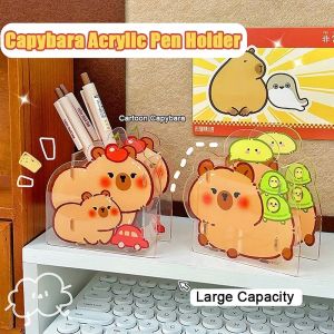 Cartoon Acrylic Capybara Pen Holder High Appearance Level Desktop Large Capacity Pencil Case Student Stationery Storage Box