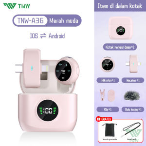 TNW A36 Wireless Microphone 2-In-1 Magnetic Clip On Mic Wireless Lavalier Mikrofon HP Plug & Play Lavalier Mikrofon Dan Charging Case Mic Wireless for Youtuber Vlog Tiktok Live Streaming