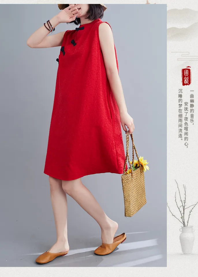 2021 New Cotton And Linen Plus Size Jacquard Dress CNY Improved
