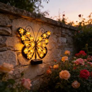 SLIGHTDELVE Solar Butterfly Wall Sconce Solar Butterfly Wall Sconce Outdoor Decorative Light Landscape Atmosphere Light Landscape Atmosphere Light Landscape Lighting Garden Decoration Light Outdoor Decorative Light for 1.2V/0.5W Outdoor Garden