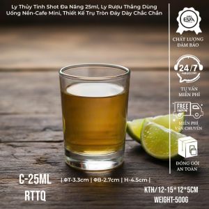 Bộ 6 Ly Thủy Tinh Rượu Mắc Tre Mini 15ml (Shot Glass) - Ly Đong Rượu Mini Ly Uống Espresso Đáy Khía Độc Lạ