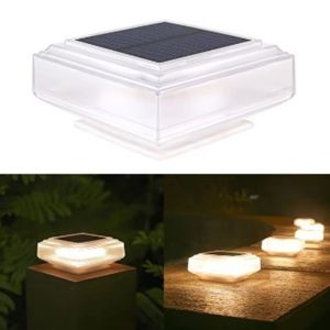 MUKANG Waterproof Solar Post Light Solar Powered White / Warm   Light LED Pillar Cap Lights Atmosphere Lighting Fence Deck Column Lamp Outdoor