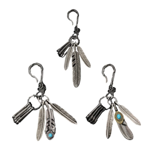Bạc Cổ Đại kết thúc lông Keychain trang trí có tính năng màu ngọc lam cho những người yêu thích Retro và thời trang fan hâm mộ trang trí