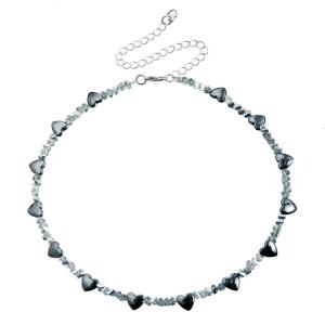 Elegant Heart Shaped Black Obsidians Pendant Necklace Alloy Chain For Her Gift For Valentines Day Or Special Occasions