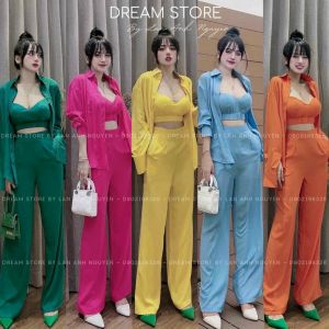 SET 3 MÓN ĐI CHƠI QUẦN ỐNG RỘNG KÈM ÁO KHOÁC THỜI TRANG HOT - ÁO VÀ QUẦN SIÊU XINH -  M121