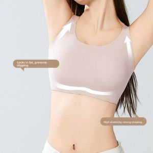 HEALMEYOU Rabbit Ears Inner Pads Womens Brassiere Shockproof Thin Anti-Sagging Brassiere Solid Color Gathered Breasts Seamless Bras Girls Women