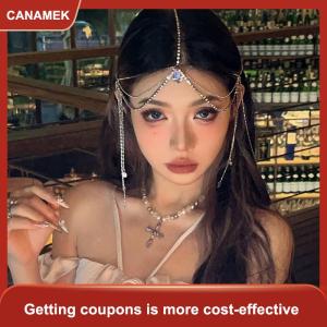 【CANAMEK 】 Ancient Style Elf Hair Accessories Rhinestone Multilayer Tassel Headwear For Women Girls Princess Tassel Hair Accessories