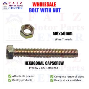 BH. 6x10mm up to 6x120mm (#10 sa yabe /tools)GOLD PLATED HEX BOLT WITH NUT (Tetanized Zinc Plated)
