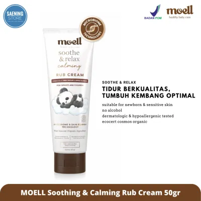 Moell Soothing & Calming Rub Cream 50gr - Red Ginger Lavender Oil Bisabolol - Meningkatkan Kualitas Tidur - Anti Kolik Kembung - Tumbuh Kembang Optimal - Calming Baby Cream