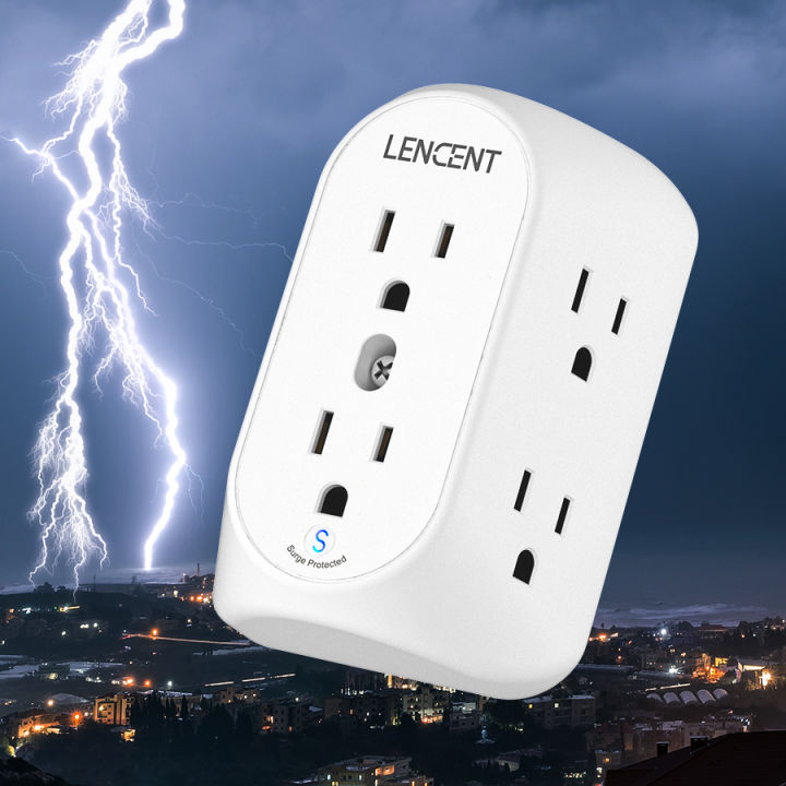 LENCENT 6 IN 1 Surge Protector Power Strip, 3 to 2 Prong Grounding