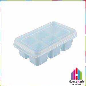 Homehub 6 Grids Ice Cube Mold with Lid Square Tray for Ice Cream Whiskey Cocktail Cold Drink Soft bottom and hard bottom