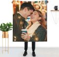 HUGLAZY Custom Blanket with Photos Text Personalized Picture Throw Blankets for Couple Birthday Fathers Mothers Valentines Day Gift. 
