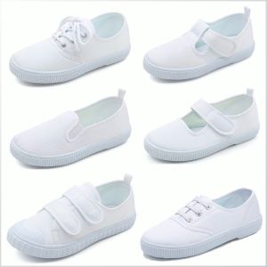 รองเท้าสี ขาว บริสุทธิ์ ทนทาน รองเท้านักเรียน ระบายอากาศได้ดีและดูดซับเหงื่อ ง่ายต่อการใส่และถอด