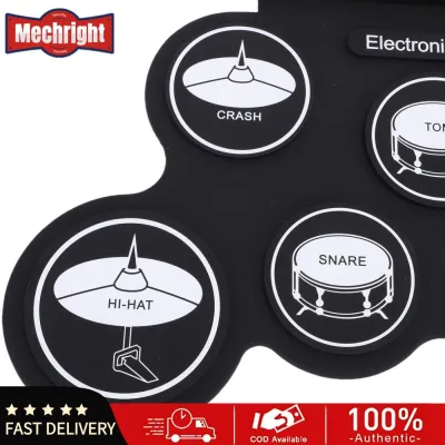 Mechright Bộ trống điện tử Diydeg Bộ trống silicon cuộn di động với 7 miếng đệm 5 âm 8 bài hát demo Đầu vào MP3 Loa tích hợp cho trẻ em mới bắt đầu