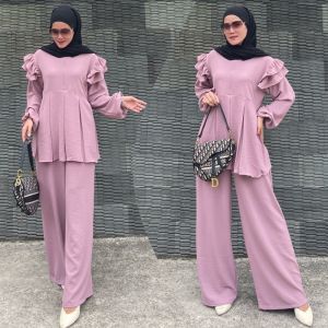 SETELAN WANITA VIRAL TERBARU - SETCEL CRINGKLE POLOS TALI PITA MUSLIMAH - ONESET VIANDA