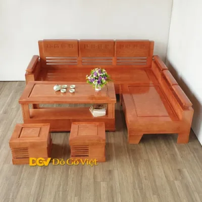 [Trả góp 0%] Bộ sofa gỗ sồi góc bộ bàn ghế phòng khách bộ bàn ghế gỗ Bộ Sofa Góc L