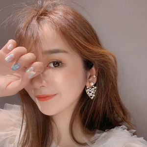 AN970 Anting Love Pearl Crystal anting tusuk fashion wanita kekinian model mutiara kristal desain gaya korea korean onni oeni style import cantik mewah unik elegan anting party
