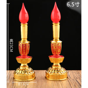 Lampu Lilin Listrik Led Warna Emas Doube Gun Lampu Sembahyang Lilin Led Lampu Dupa Hiolo Set Listrik